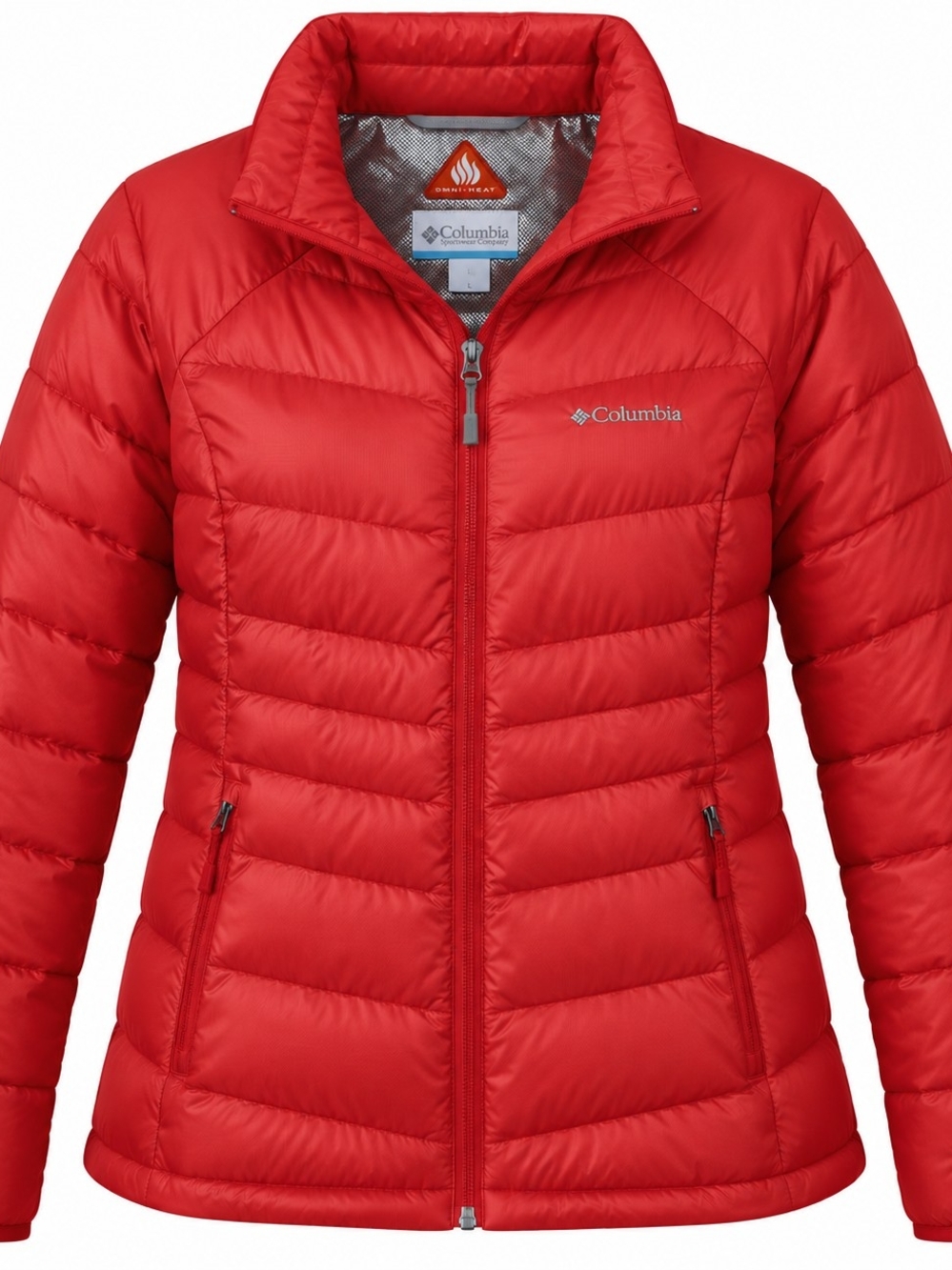 Columbia TurboDown Omni-Heat Women’s L Red Down Puffer Jacket Full Zip